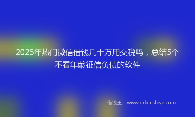 2025年热门微信借钱几十万用交税吗，总结5个不看年龄征信负债的软件