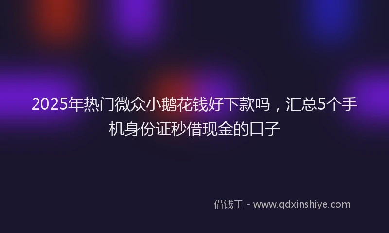 2025年热门微众小鹅花钱好下款吗，汇总5个手机身份证秒借现金的口子