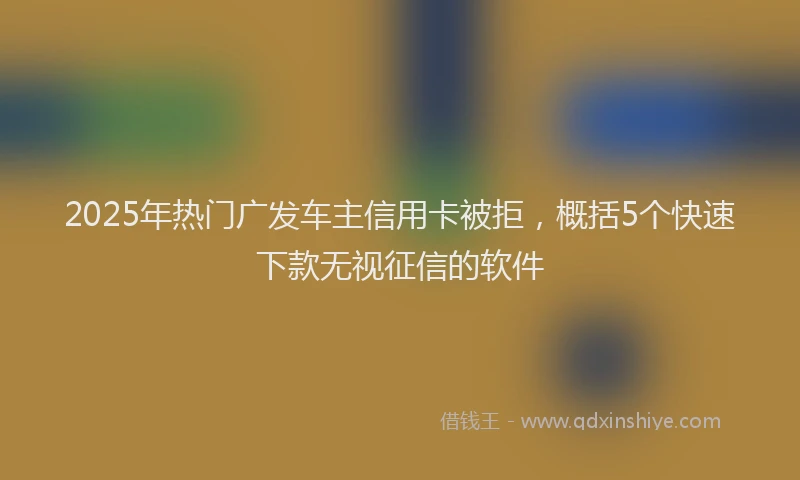 2025年热门广发车主信用卡被拒，概括5个快速下款无视征信的软件