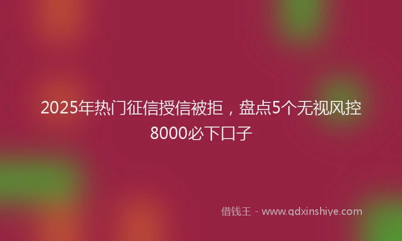 2025年热门征信授信被拒，盘点5个无视风控8000必下口子