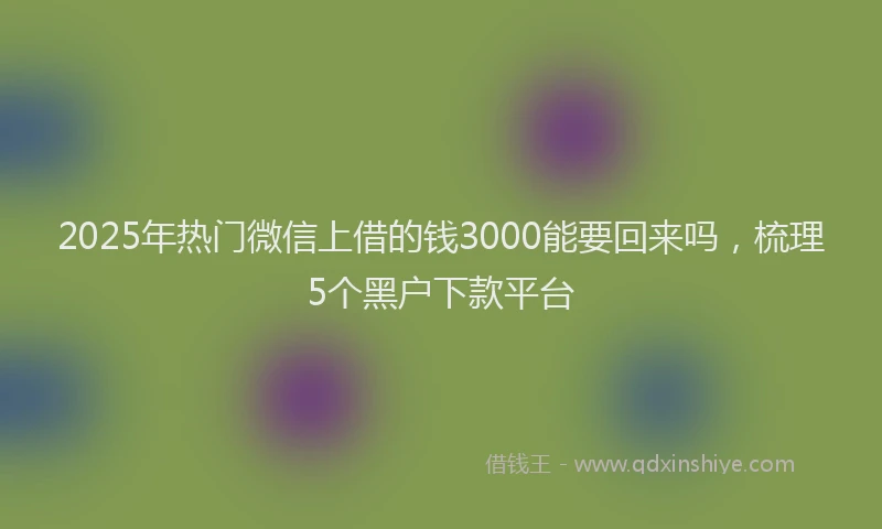 2025年热门微信上借的钱3000能要回来吗，梳理5个黑户下款平台