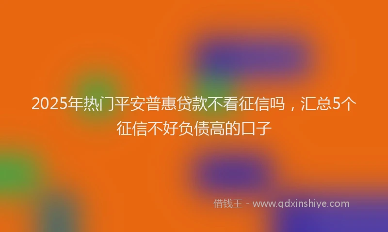 2025年热门平安普惠贷款不看征信吗，汇总5个征信不好负债高的口子