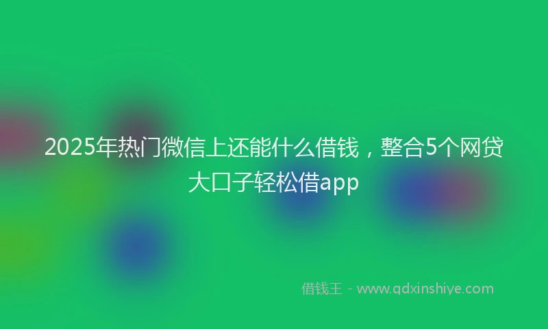 2025年热门微信上还能什么借钱，整合5个网贷大口子轻松借app