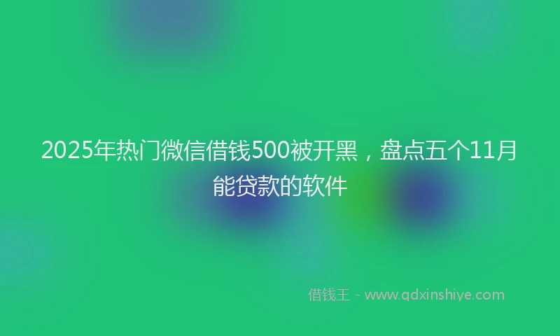 2025年热门微信借钱500被开黑，盘点五个11月能贷款的软件