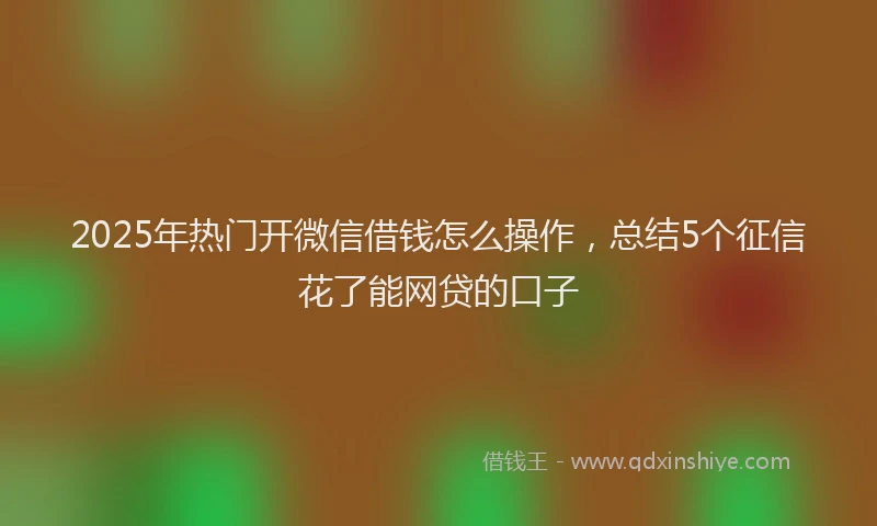 2025年热门开微信借钱怎么操作，总结5个征信花了能网贷的口子