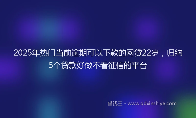 2025年热门当前逾期可以下款的网贷22岁，归纳5个贷款好做不看征信的平台