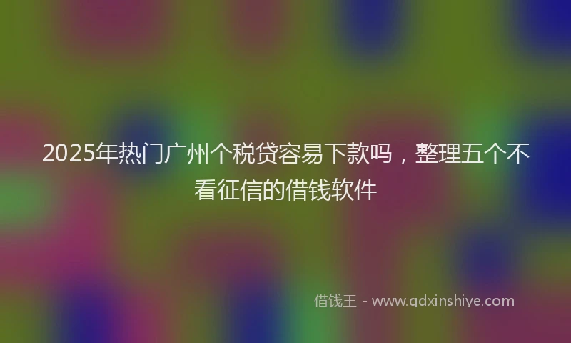 2025年热门广州个税贷容易下款吗，整理五个不看征信的借钱软件