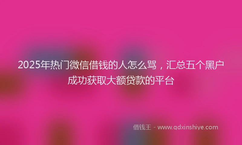 2025年热门微信借钱的人怎么骂,汇总五个黑户成功获取大额贷款的平台