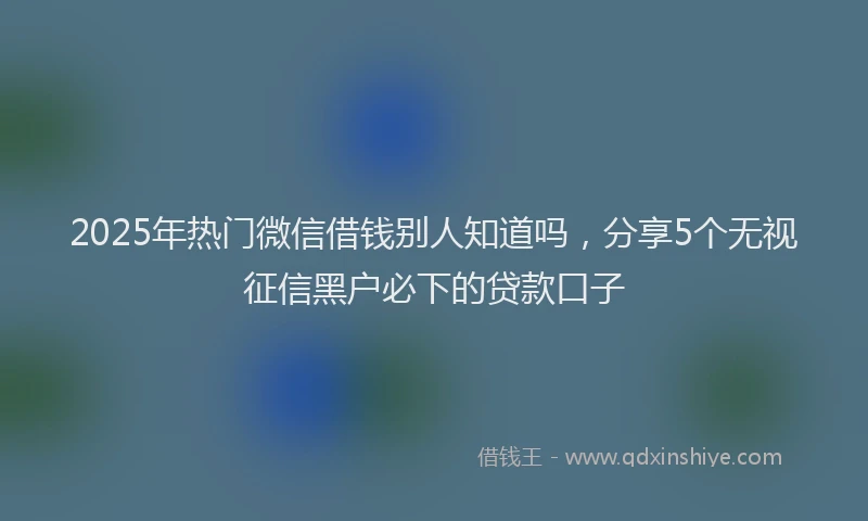 2025年热门微信借钱别人知道吗，分享5个无视征信黑户必下的贷款口子