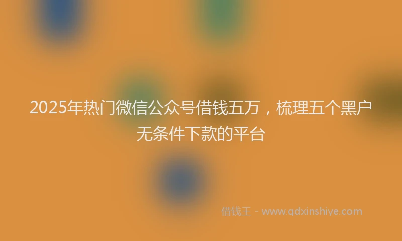 2025年热门微信公众号借钱五万，梳理五个黑户无条件下款的平台