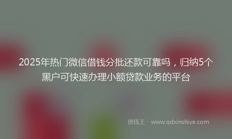 2025年热门微信借钱分批还款可靠吗，归纳5个黑户可快速办理小额贷款业务的平台