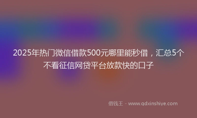 2025年热门微信借款500元哪里能秒借，汇总5个不看征信网贷平台放款快的口子