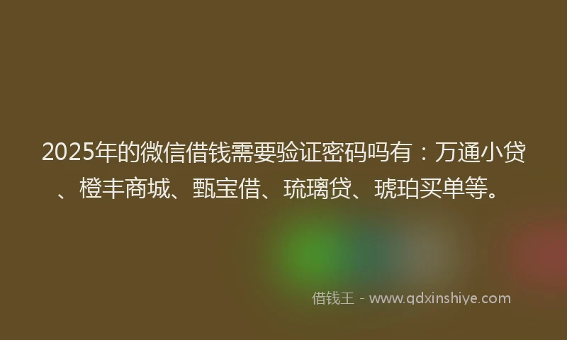 2025年的微信借钱需要验证密码吗有：万通小贷、橙丰商城、甄宝借、琉璃贷、琥珀买单等。