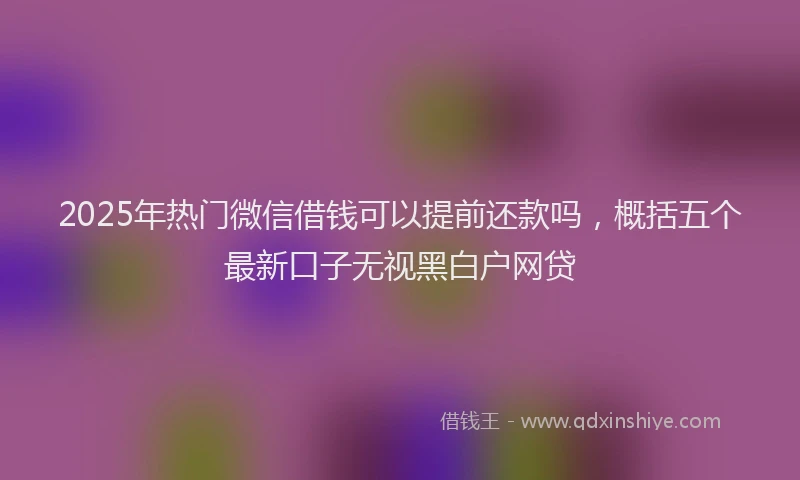 2025年热门微信借钱可以提前还款吗，概括五个最新口子无视黑白户网贷