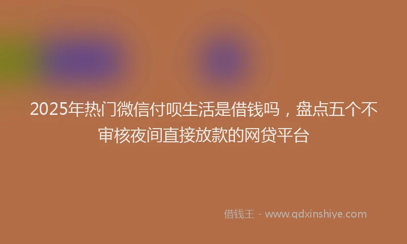 2025年热门微信付呗生活是借钱吗，盘点五个不审核夜间直接放款的网贷平台