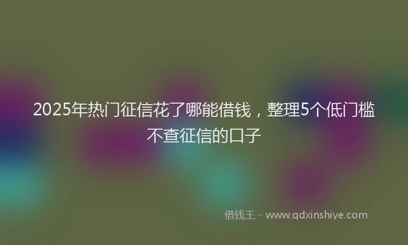 2025年热门征信花了哪能借钱，整理5个低门槛不查征信的口子
