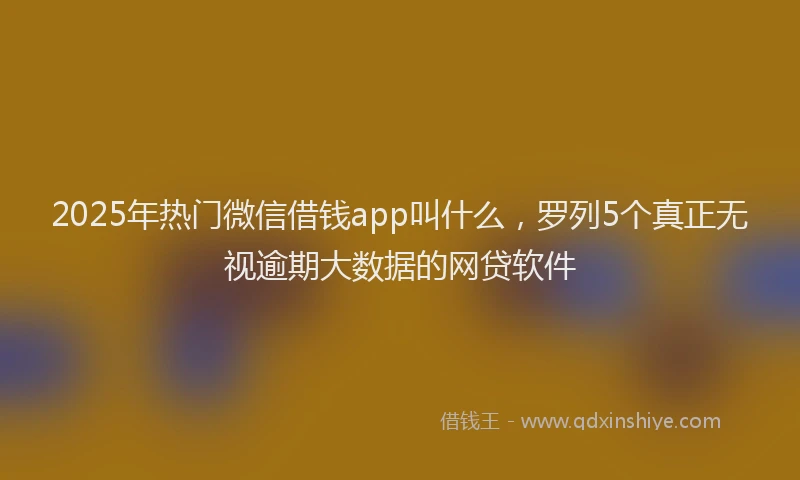 2025年热门微信借钱app叫什么，罗列5个真正无视逾期大数据的网贷软件
