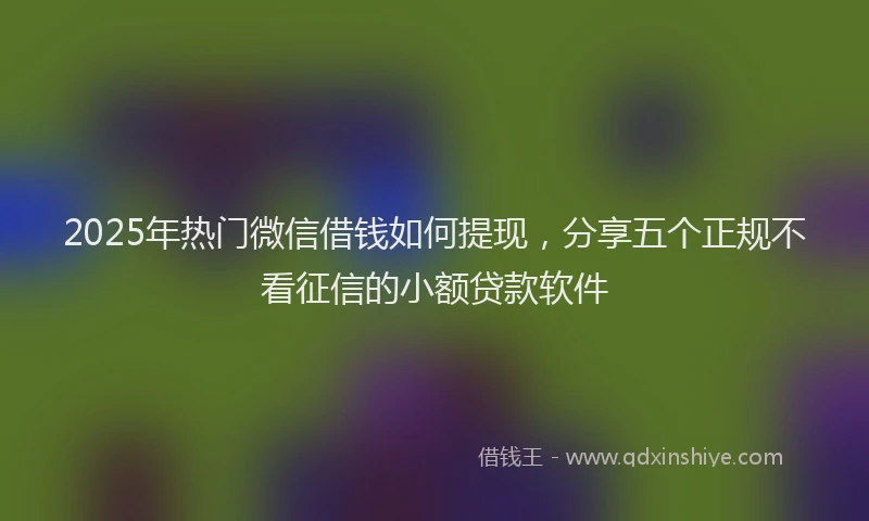 2025年热门微信借钱如何提现，分享五个正规不看征信的小额贷款软件