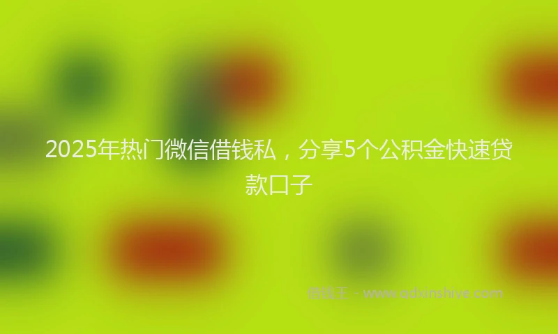 2025年热门微信借钱私，分享5个公积金快速贷款口子