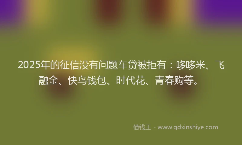 2025年的征信没有问题车贷被拒有：哆哆米、飞融金、快鸟钱包、时代花、青春购等。