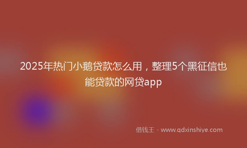 2025年热门小鹅贷款怎么用，整理5个黑征信也能贷款的网贷app