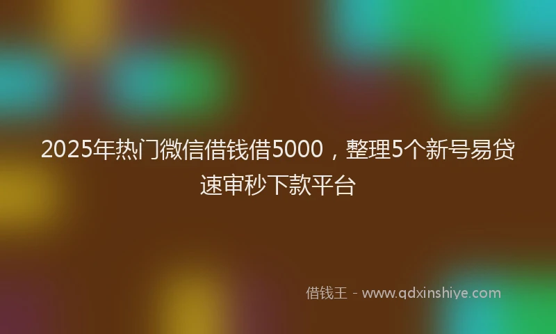 2025年热门微信借钱借5000，整理5个新号易贷速审秒下款平台