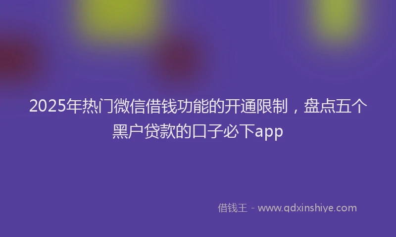2025年热门微信借钱功能的开通限制，盘点五个黑户贷款的口子必下app