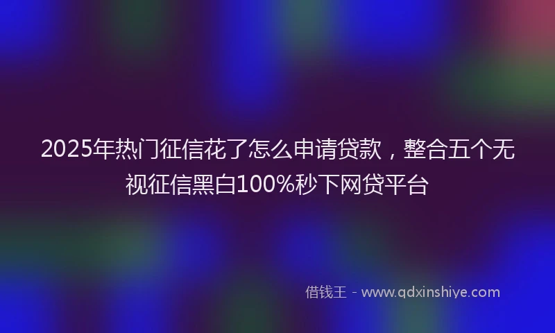 2025年热门征信花了怎么申请贷款，整合五个无视征信黑白100%秒下网贷平台