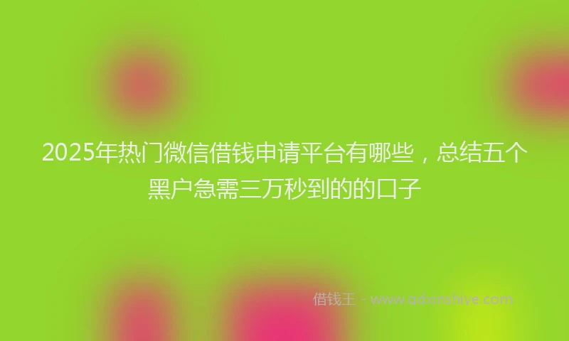 2025年热门微信借钱申请平台有哪些，总结五个黑户急需三万秒到的的口子