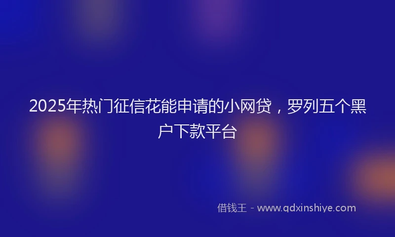 2025年热门征信花能申请的小网贷，罗列五个黑户下款平台