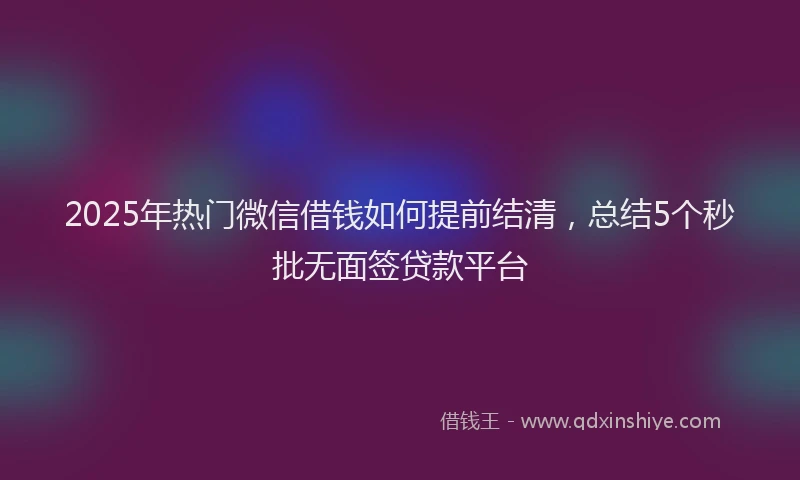 2025年热门微信借钱如何提前结清，总结5个秒批无面签贷款平台