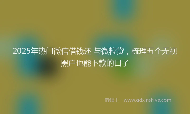2025年热门微信借钱还 与微粒贷，梳理五个无视黑户也能下款的口子