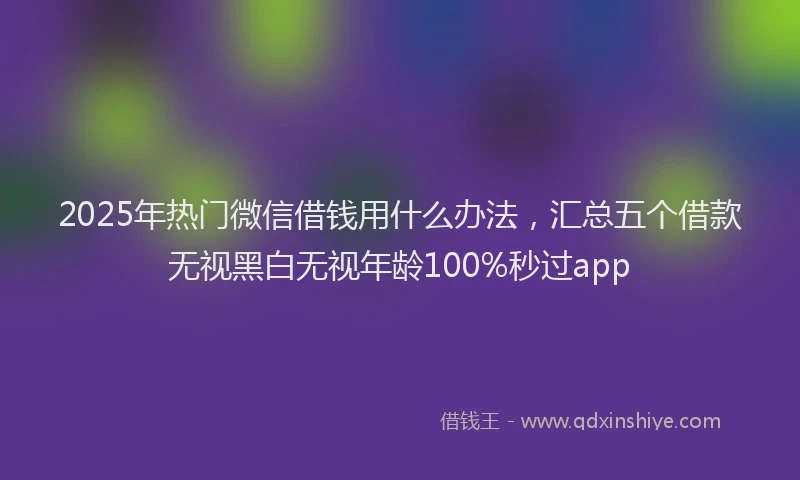 2025年热门微信借钱用什么办法，汇总五个借款无视黑白无视年龄100%秒过app