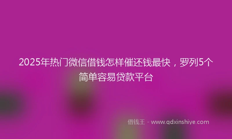 2025年热门微信借钱怎样催还钱最快，罗列5个简单容易贷款平台