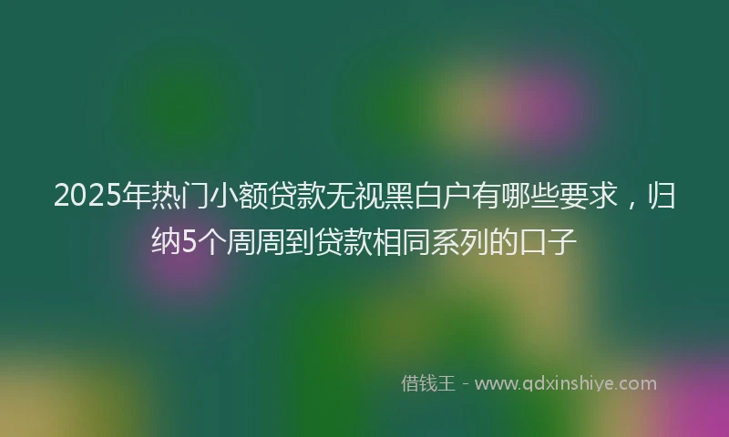 2025年热门小额贷款无视黑白户有哪些要求，归纳5个周周到贷款相同系列的口子