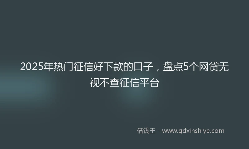 2025年热门征信好下款的口子，盘点5个网贷无视不查征信平台