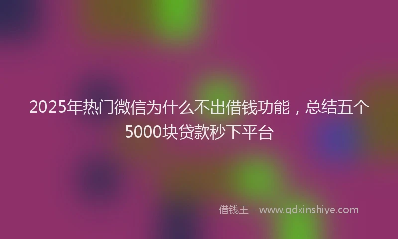 2025年热门微信为什么不出借钱功能,总结五个5000块贷款秒下平台