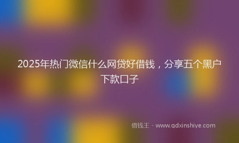 2025年热门微信什么网贷好借钱,分享五个黑户下款口子
