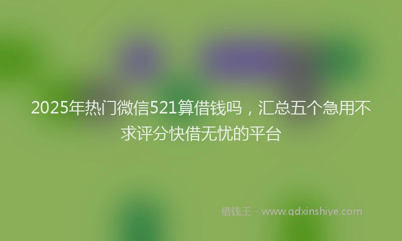 2025年热门微信521算借钱吗，汇总五个急用不求评分快借无忧的平台