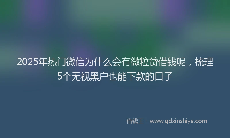 2025年热门微信为什么会有微粒贷借钱呢，梳理5个无视黑户也能下款的口子