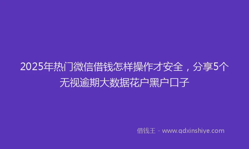 2025年热门微信借钱怎样操作才安全，分享5个无视逾期大数据花户黑户口子