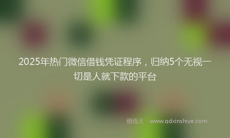 2025年热门微信借钱凭证程序，归纳5个无视一切是人就下款的平台