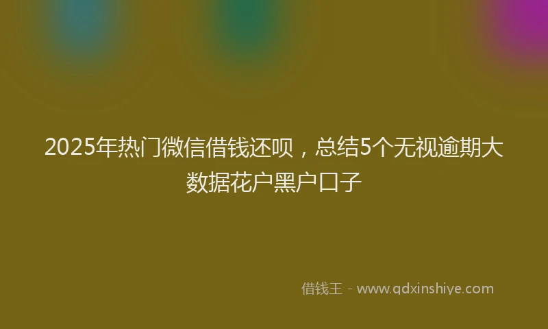 2025年热门微信借钱还呗，总结5个无视逾期大数据花户黑户口子
