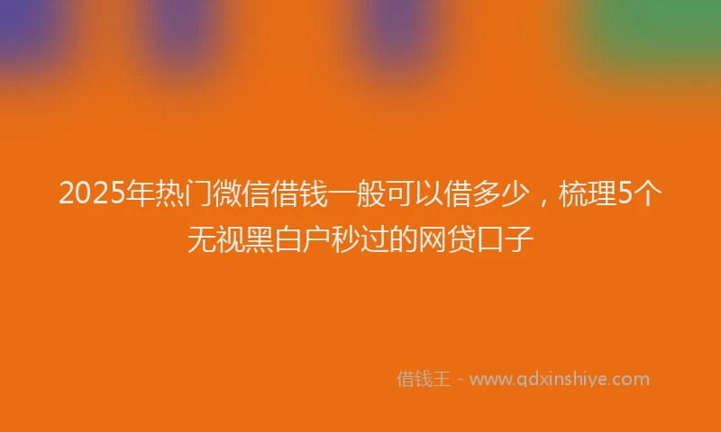 2025年热门微信借钱一般可以借多少，梳理5个无视黑白户秒过的网贷口子