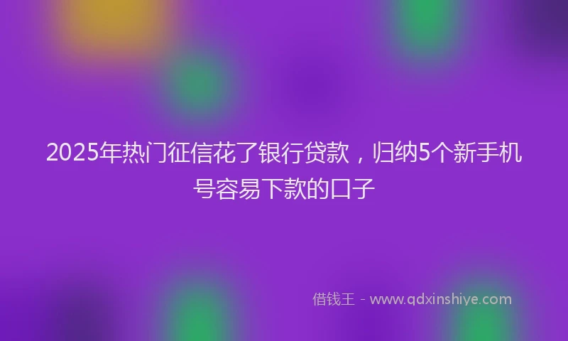 2025年热门征信花了银行贷款，归纳5个新手机号容易下款的口子