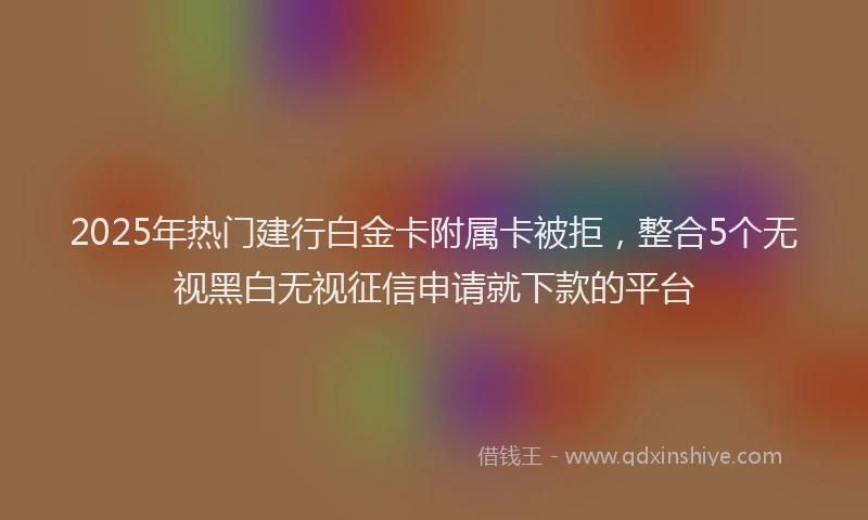 2025年热门建行白金卡附属卡被拒，整合5个无视黑白无视征信申请就下款的平台