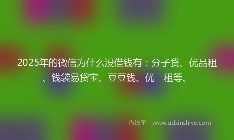 2025年的微信为什么没借钱有：分子贷、优品租、钱袋易贷宝、豆豆钱、优一租等。