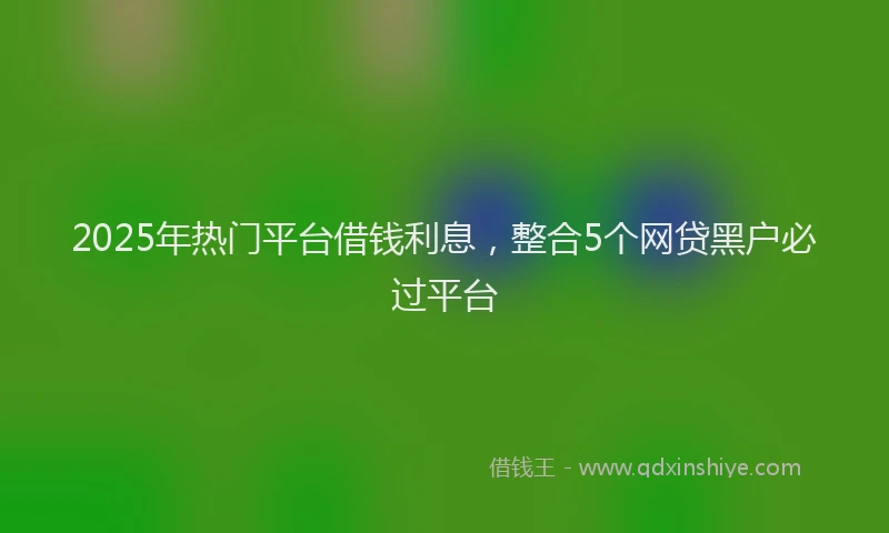 2025年热门平台借钱利息，整合5个网贷黑户必过平台