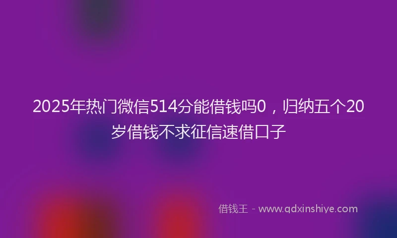 2025年热门微信514分能借钱吗0，归纳五个20岁借钱不求征信速借口子