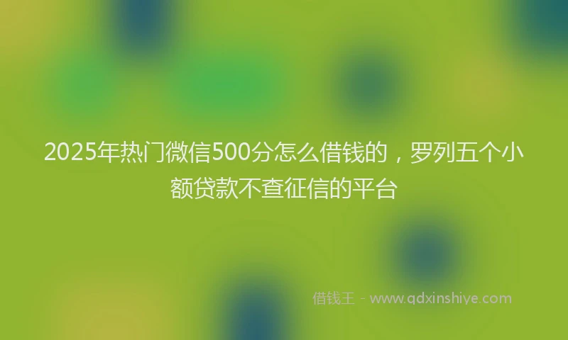 2025年热门微信500分怎么借钱的，罗列五个小额贷款不查征信的平台